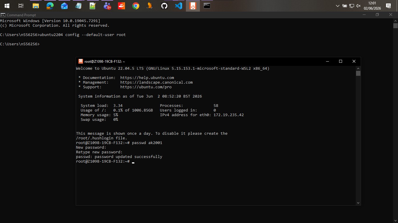 WSL Password Reset